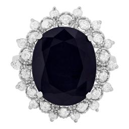 14k White Gold 10.63ct Sapphire 0.73ct Diamond Ring