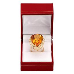 14k Yellow Gold 23.62ct Citrine 0.68ct Diamond Ring