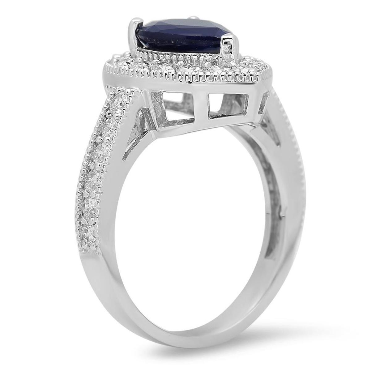 14K White Gold 2.31ct Sapphire and 1.07ct Diamond Ring