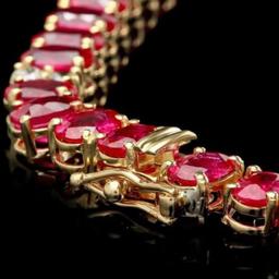 14K Yellow Gold 53.35ct Ruby and 1.27ct Diamond Necklace