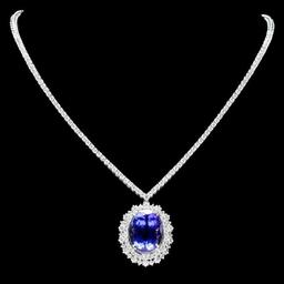 18K White Gold 20.88ct Tanzanite and 5.92ct Diamond Necklace