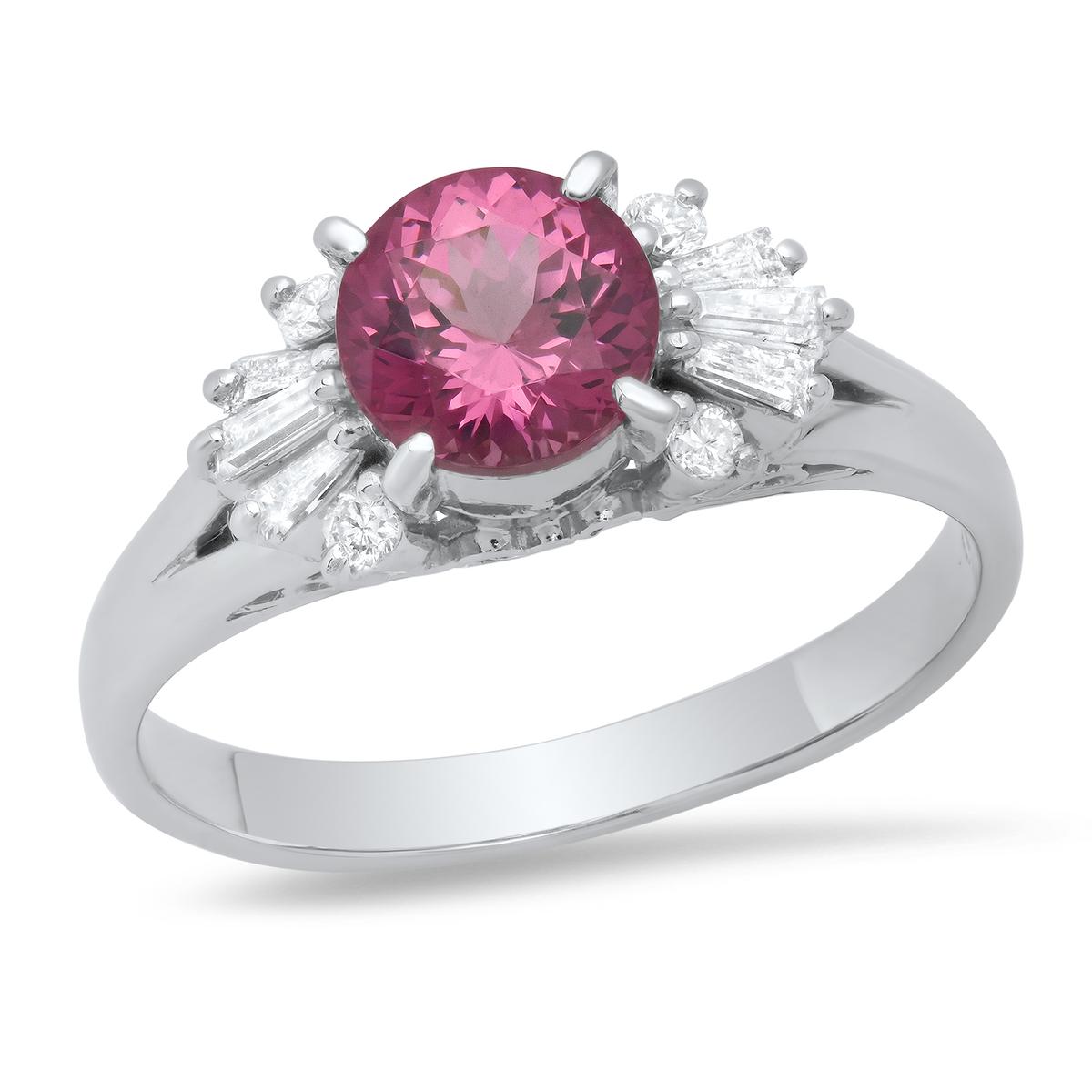 Platinum Setting with 1.35ct Tourmaline and 0.26ct Diamond Ring