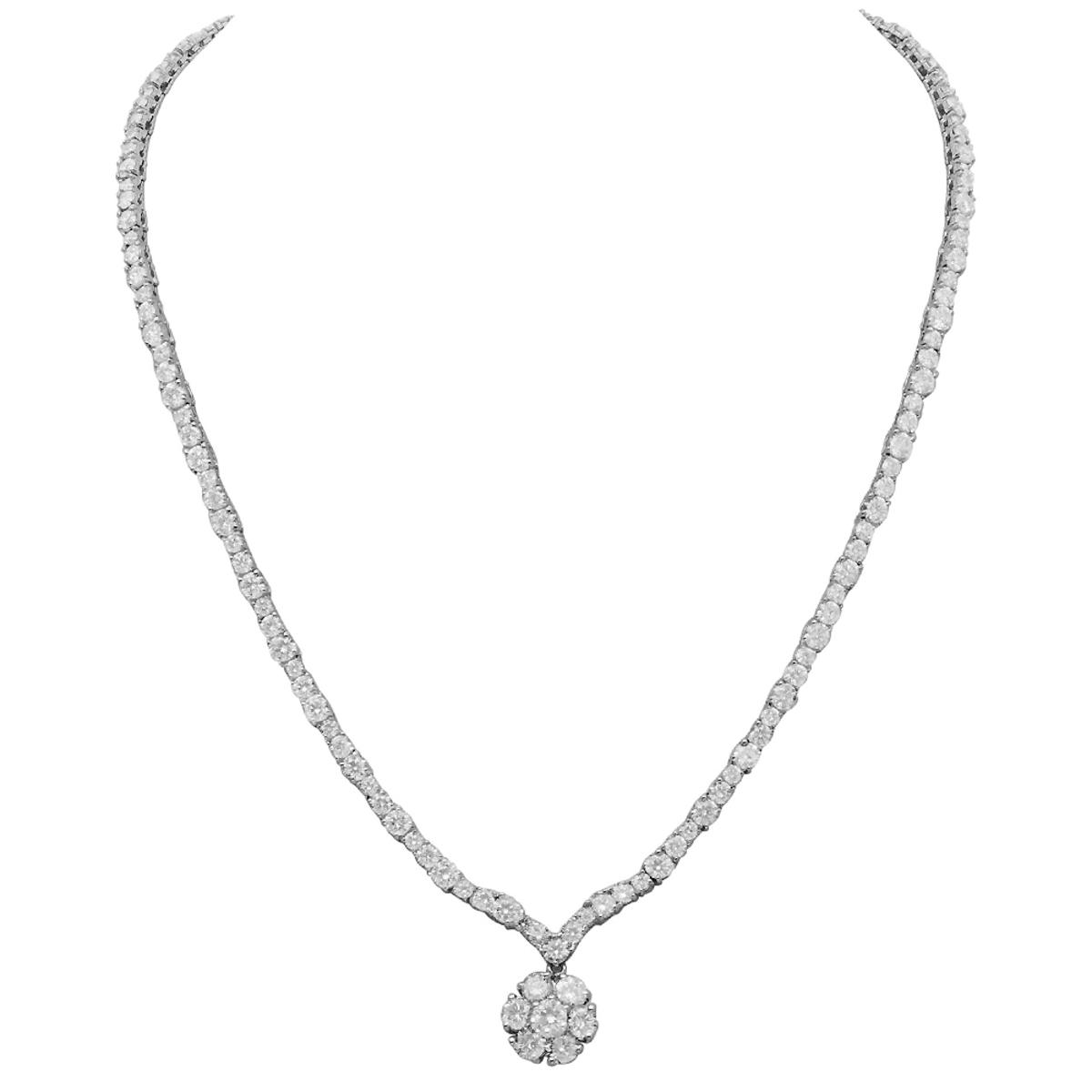 14k White Gold 15.81ct Diamond Necklace