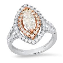 18K White and Rose Gold Setting with 0.90ct Center Diamond and 1.90tcw Diamond Ring