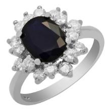 14k White Gold 1.81ct Sapphire 0.92ct Diamond Ring