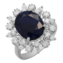 14k White Gold 6.17ct Sapphire 1.02ct Diamond Ring