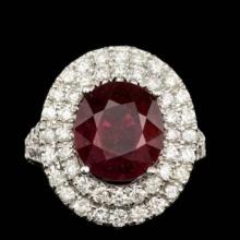 14K White Gold 5.67ct Ruby and 2.12ct Diamond Ring