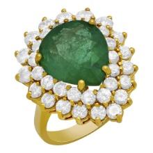 14k Yellow Gold 5.76ct Emerald 2.87ct Diamond Ring