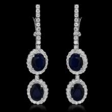 14K Gold 7.17ct Sapphire 2.00ct Diamond Earrings