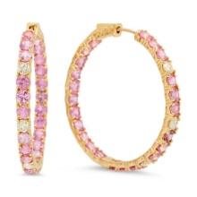 14K Gold 7.89ct Pink Sapphire 0.92cts Diamond Earrings