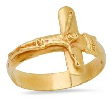 18K Yellow Gold Cross" Ladies Ring"