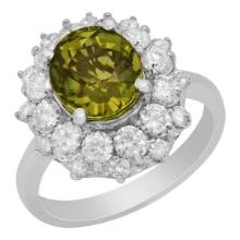14k White Gold 3.57ct Green Tourmaline 1.53ct Diamond Ring