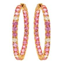 14k Yellow Gold 8.21ct Pink Sapphire 0.87ct Diamond Earrings