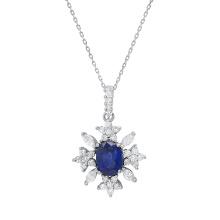 18K White Gold Setting with 1.42ct Sapphire and 0.74ct Diamond Pendant