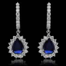 14K Gold 2.06ct Sapphire & 1.62ct Diamond Earrings