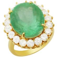 14k Yellow Gold 13.92ct Emerald 2.52ct Diamond Ring