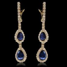 14K Gold 2.79ct Sapphire & 1.68ct Diamond Earrings