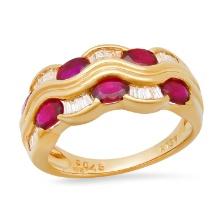 18K Yellow Gold Setting with 1.37ct Ruby and 0.45ct Diamond Ladies Ring