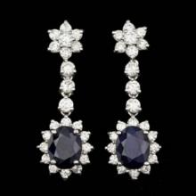 14k Gold 4.74ct Sapphire 2.37ct Diamond Earrings
