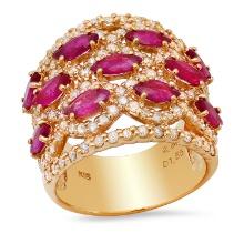 18K Yellow Gold Setting with 2.82ct Ruby and 1.55ct Diamond Ladies Ring