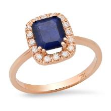 18K Rose Gold Setting with 1.21ct Sapphire and 0.24ct Diamond Ladies Ring