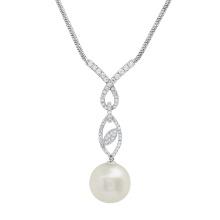 18K White Gold Setting with 14mm South Sea Pearl and 0.60ct Diamond Necklace