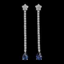 14K Gold 1.70ct Sapphire 1.15ct Diamond Earrings