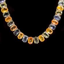 14K Gold 77.19ct Multi-Color Sapphire Necklace