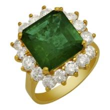 14k Yellow Gold 5.09ct Emerald 2.21ct Diamond Ring