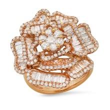 18K Rose Gold Setting with 2.91ct Diamond Ladies Flower Ring