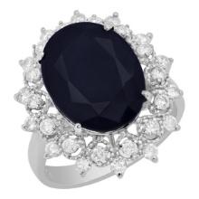 14k White Gold 10.15ct Sapphire 0.75ct Diamond Ring
