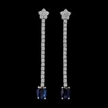 14K Gold 1.30ct Sapphire 1.15ct Diamond Earrings