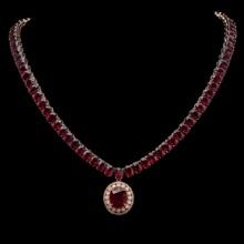 14K Gold 115.49ct Ruby 1.38ct Diamond Necklace