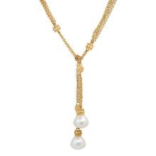 14K Gold 13mm South Sea Pearl & 0.75ct Diamond Scarf Necklace