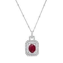 18K White Gold Setting with 1.23ct Ruby and 0.55ct Diamond Ladies Pendant