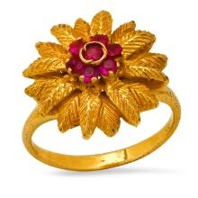 18K Yellow Gold Setting with 0.25ct Ruby Ladies Ring