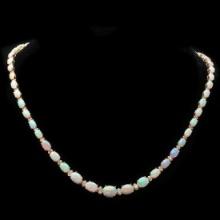 14K Yellow Gold 17.81ct Opal and 1.12ct Diamond Necklace