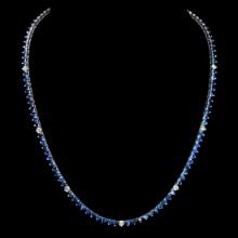 14K White Gold Sapphire & Diamond Necklace