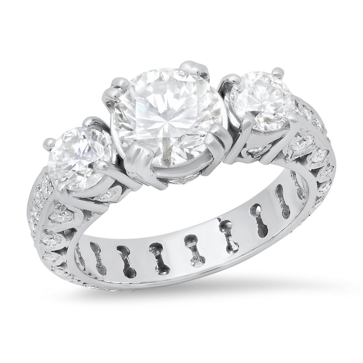 14K White Gold Setting with 1.75ct Center Diamond and 3.75tcw Diamond Ring