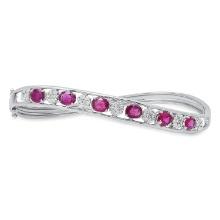 18K White Gold Setting with 3.0ct Ruby and 1.0ct Diamond Bangle Bracelet