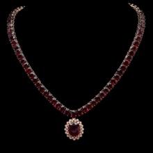 14K Gold 143.21ct Ruby & 1.03ct Diamond Necklace