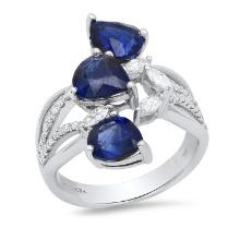 18K White Gold Setting with 4.54ct Sapphire and 0.78ct Diamond Ladies Ring