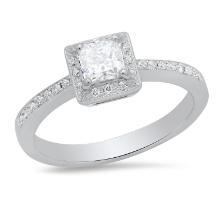 18K White Gold Setting with 0.50ct Center Diamond and 0.70twc Diamond Ring