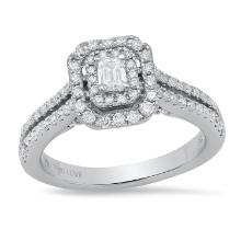 14K White Gold Setting with 0.20ct Center Diamond and 1.00tcw Diamond Ring