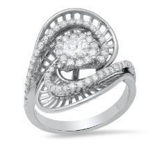 14K White Gold Setting with 0.40ct Center Diamond and 1.05tcw Diamond Ring