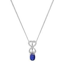 18K White Gold Setting with 0.91ct Sapphire and 0.10ct Diamond Pendant