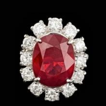 14K White Gold 11.12ct Ruby and 2.13ct Diamond Ring