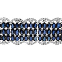 14k White Gold 65.60ct Sapphire 4.16ct Diamond Bracelet