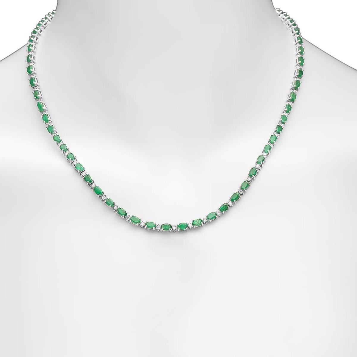 14K Gold 15.46ct Emerald 1.23cts Diamond Necklace