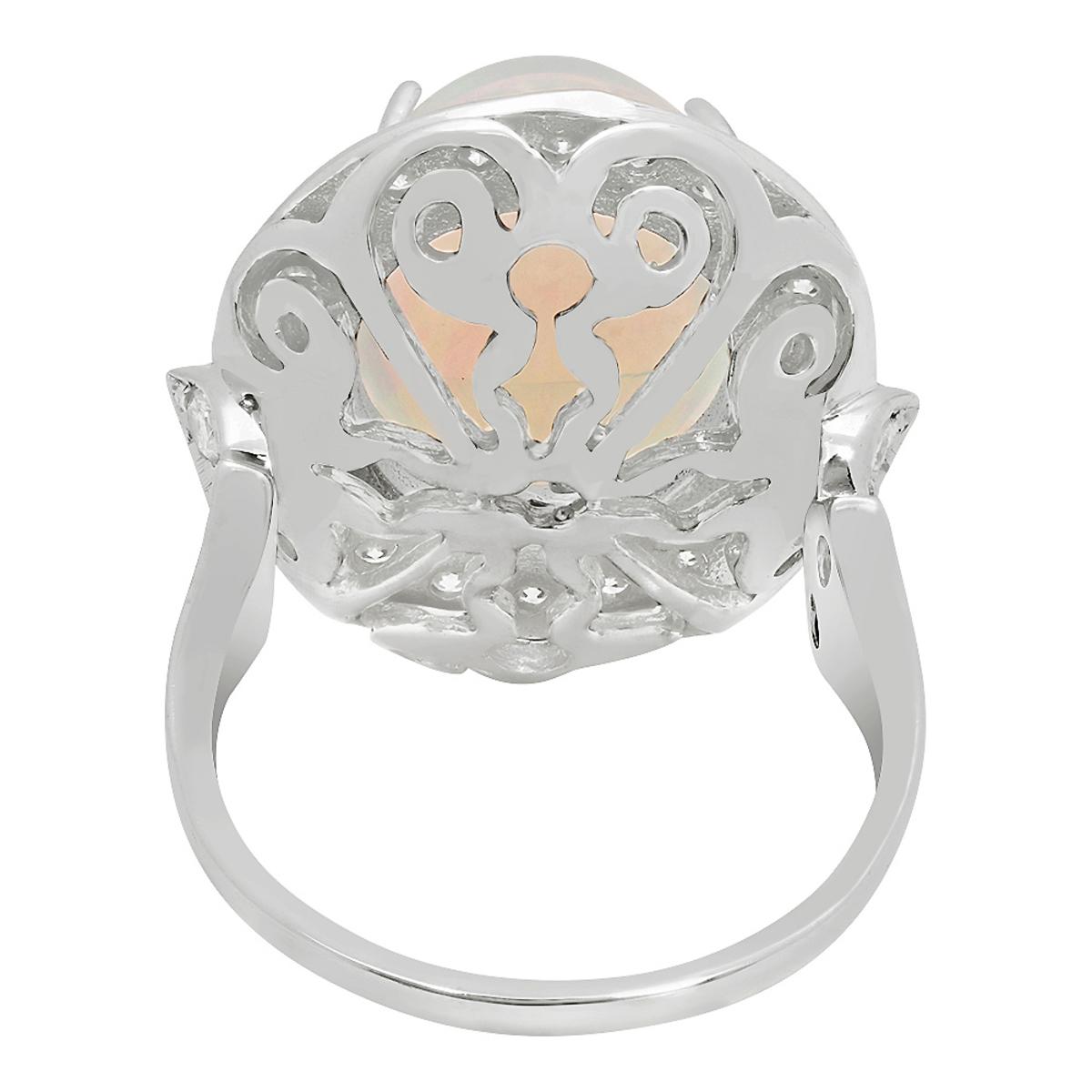 14k White Gold 5.57ct Opal 1.01ct Diamond Ring